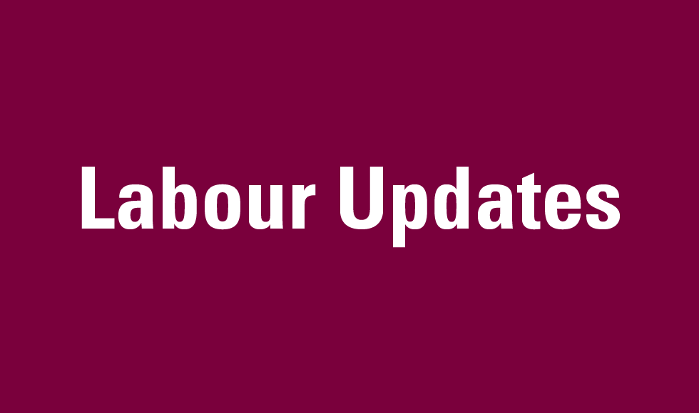 Labour Updates Text Image on Maroon Background